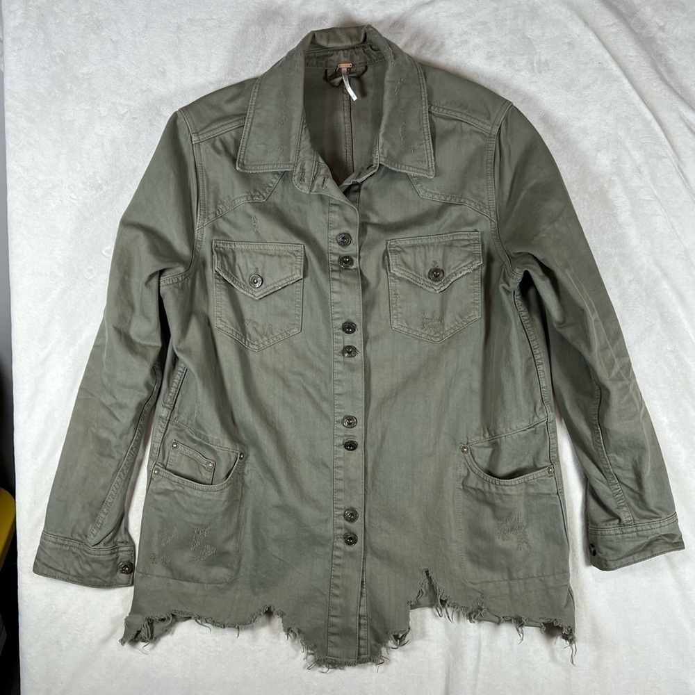 We The Free Size Small Free People Brown Military Moonchild Distressed Coat C18